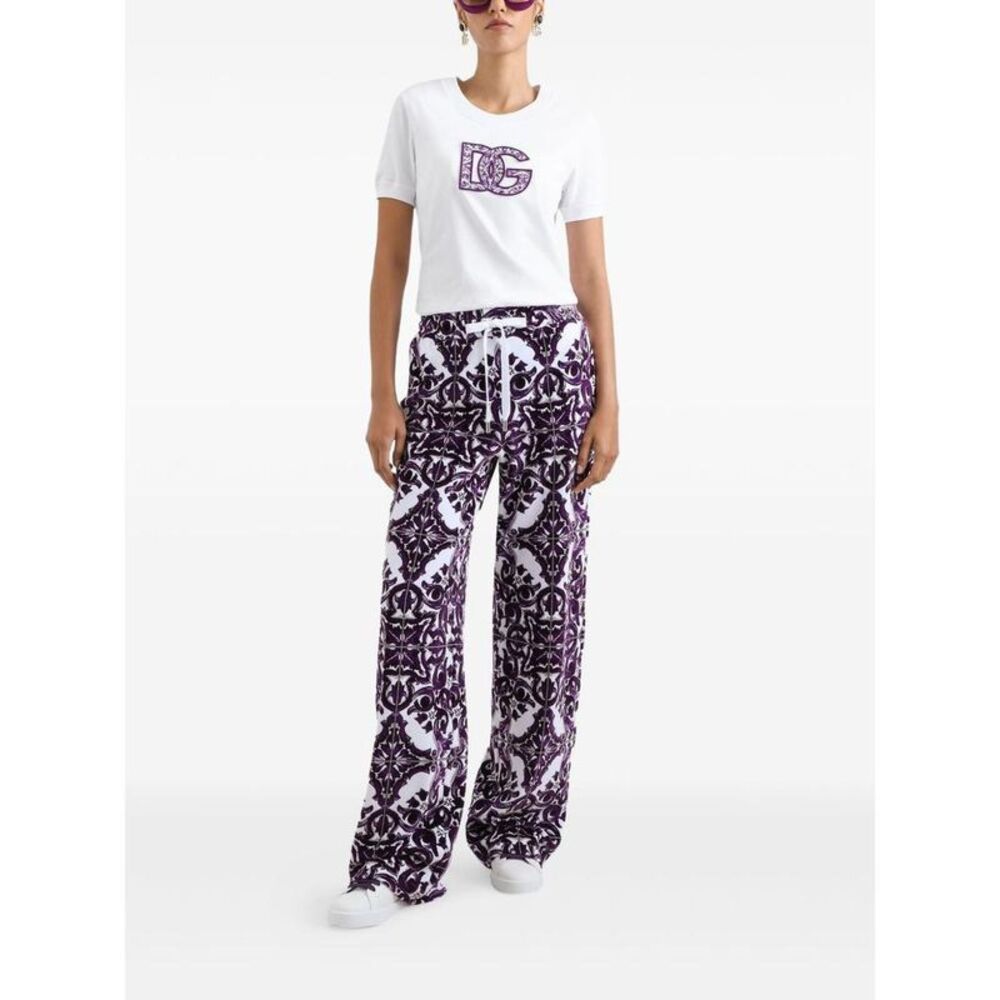 DOLCE & GABBANA DG Patterned Logo Cotton T-Shirt Women WHITE T-Shirts & Tops - Picture 4 of 5